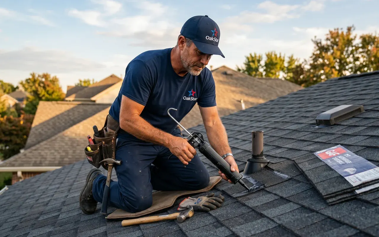 Roof repair contractor in Southlake TX 76092 — hail damage shingle replacement by OakStar Roofing